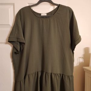 Chic Soul: Olive peplum style blouse - Size 1x